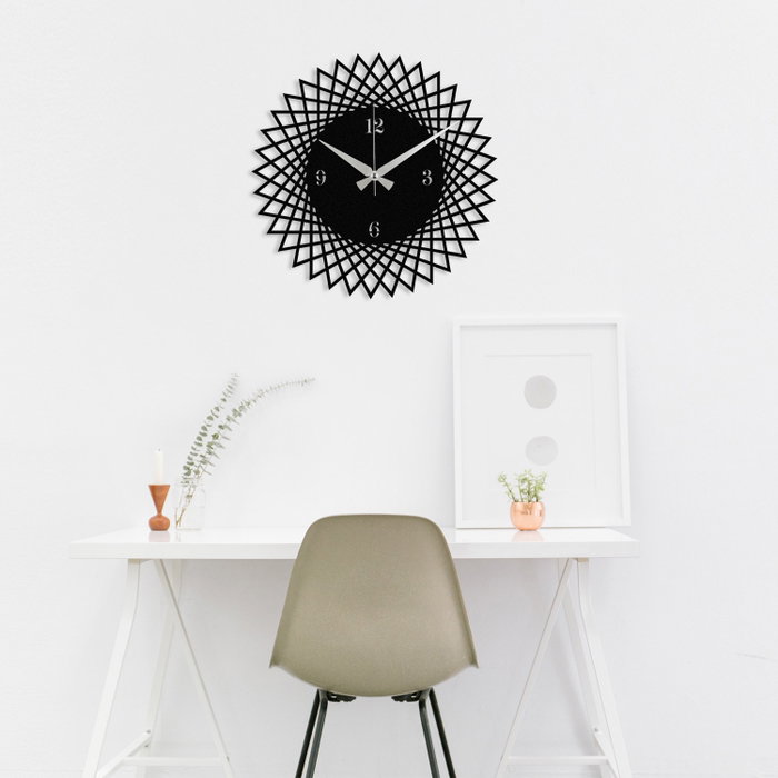 Wallity Reloj de Pared Decorativo Metal S026 Negro 48x48 cm